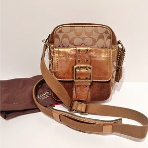 Authentic Coach Brown Suede & Copper Shoulder Bag